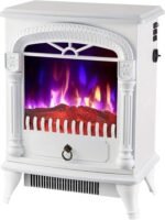 Chimenea decorativa LED blanca estilo vintage con efecto brasas - Imagen 2
