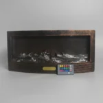 Chimenea decorativa LED de mesa con efecto llamas azul turquesa